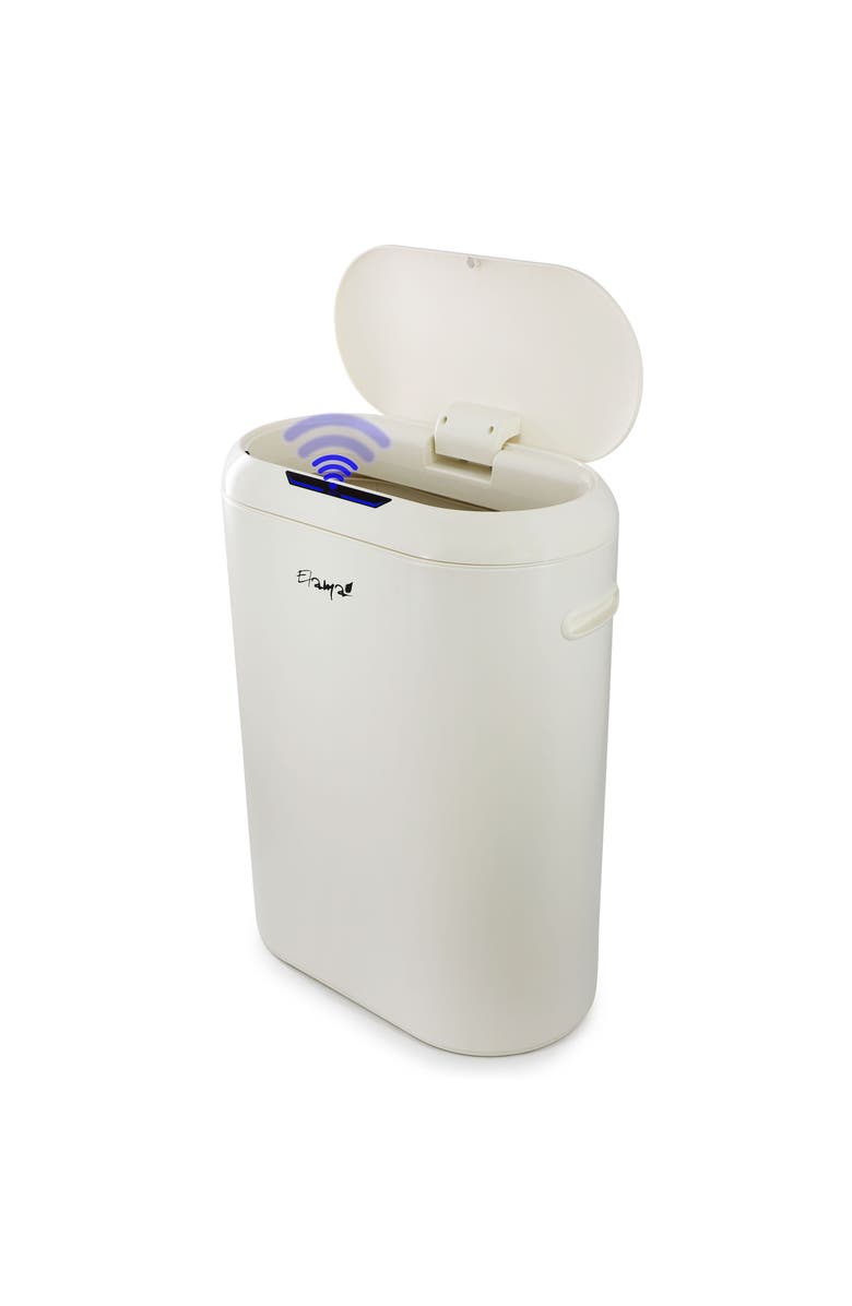 Elama 13 Gallon Automatic Sensor Hands Free Round Top Trash Can, Main, color, Off-White