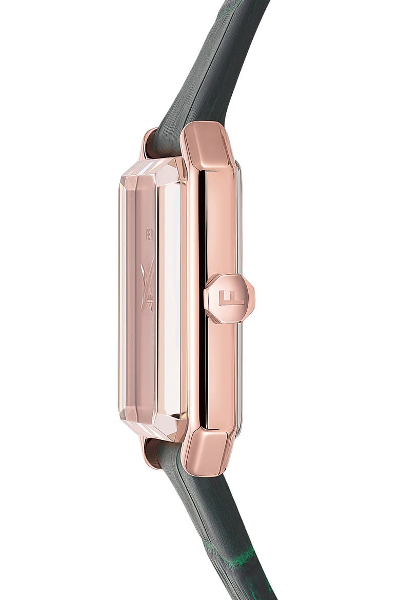 Crystal Leather Strap Watch, 27mm x 34mm, Alternate, color, IP ROSE GOLD