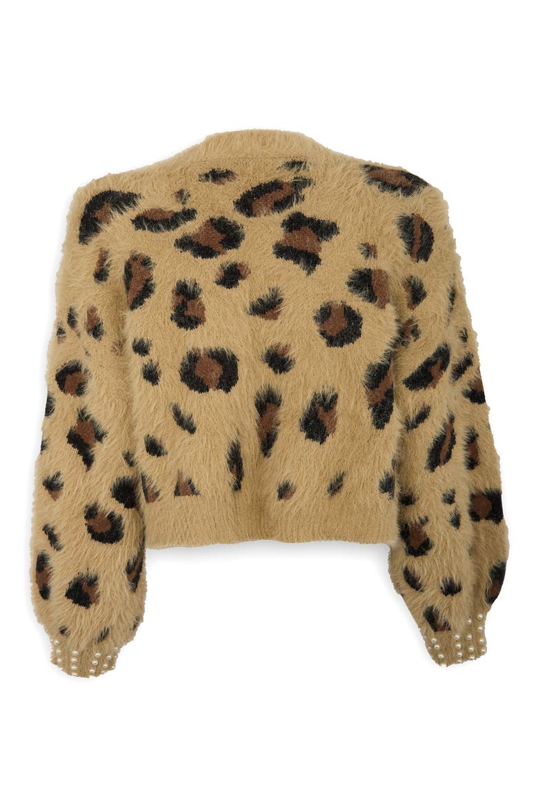 Leopard Spot Embellished Cardigan, Alternate, color, BROWN
