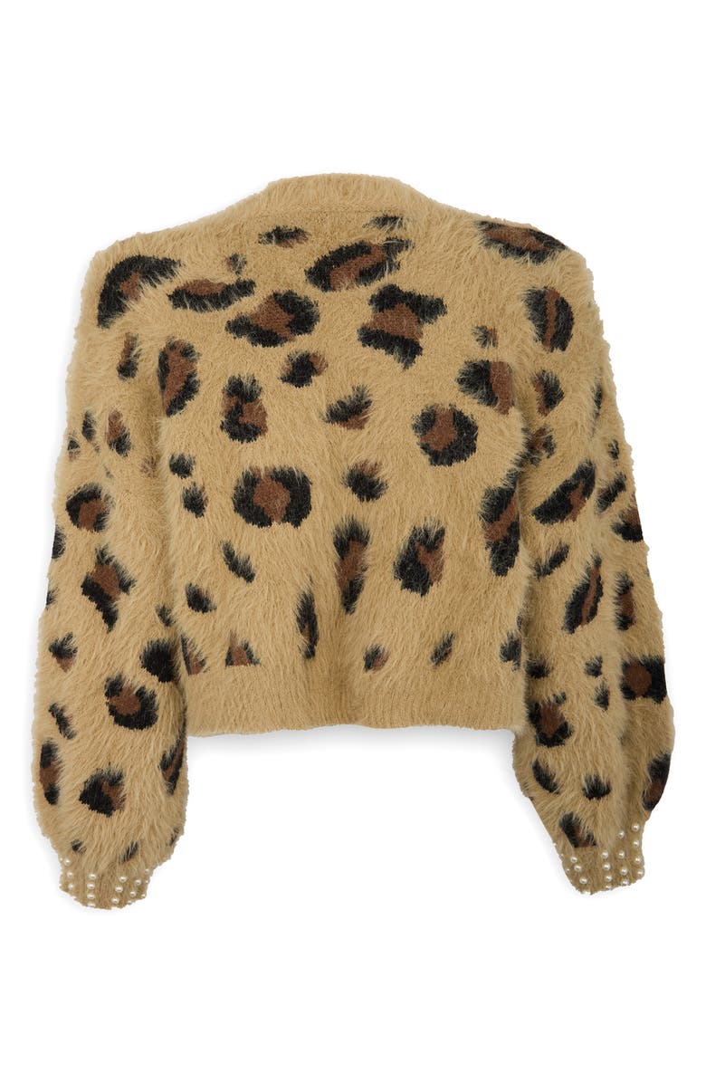 SAACHI Leopard Spot Embellished Cardigan, Alternate, color, Brown