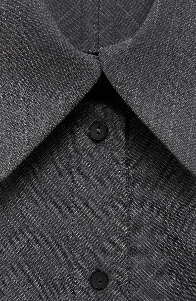 MANGO Pinstripe Long Sleeve Wrap Shirtdress, Alternate, color, 