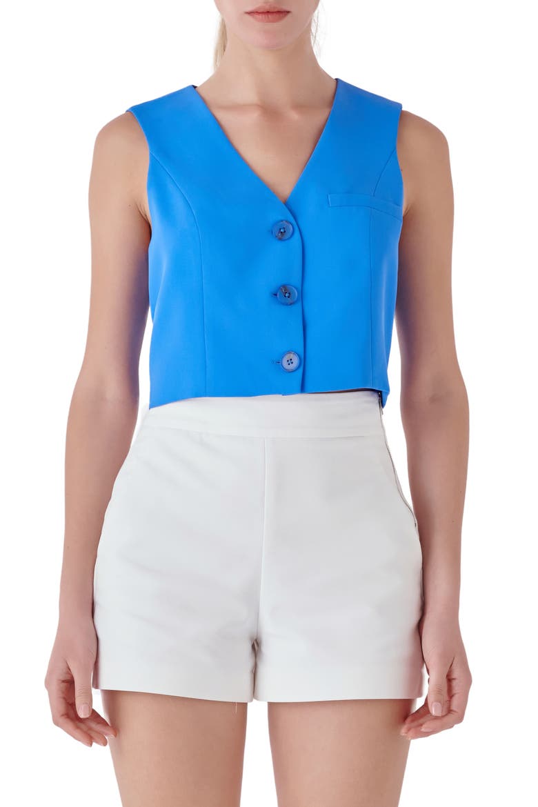 Button-Up Crop Vest, Main, color, OCEAN BLUE