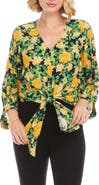 Karen Kane Floral Print Tie Front Top