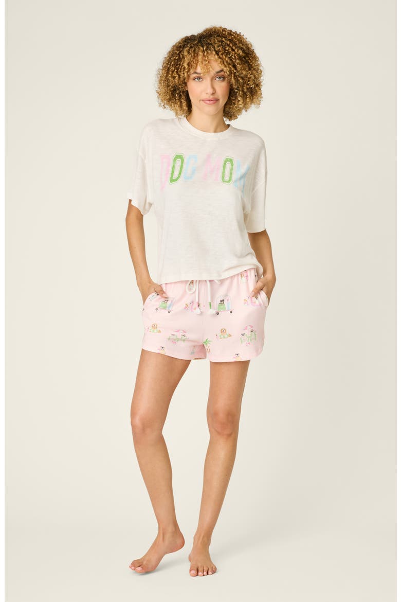 Pupcation Palms Pajama Shorts, Alternate, color, LIGHT PINK