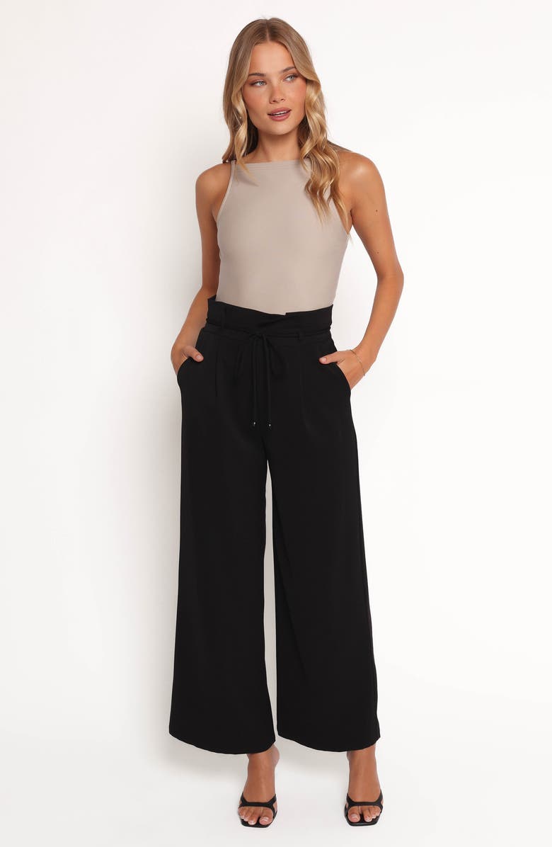 Petal & Pup Thesis Tie Waist Wide Leg Pants, Alternate, color, Black