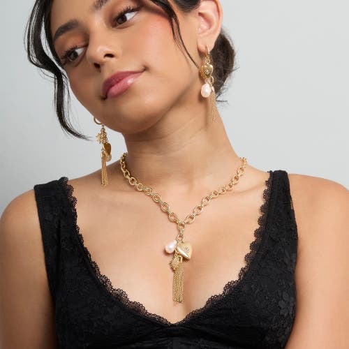 Bcbg Multi-charm Tassel Hoop Earrings In Gold