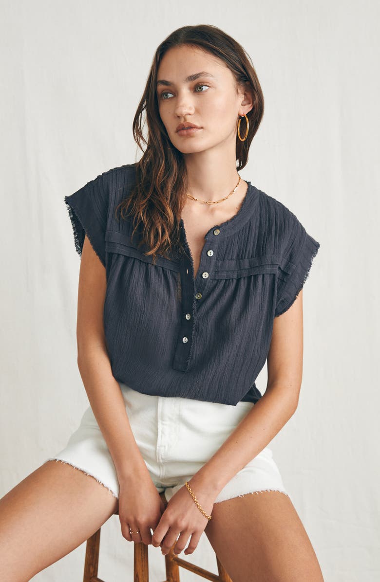 Faherty Ellsworth Pintuck Fringe Edge Top, Alternate, color,