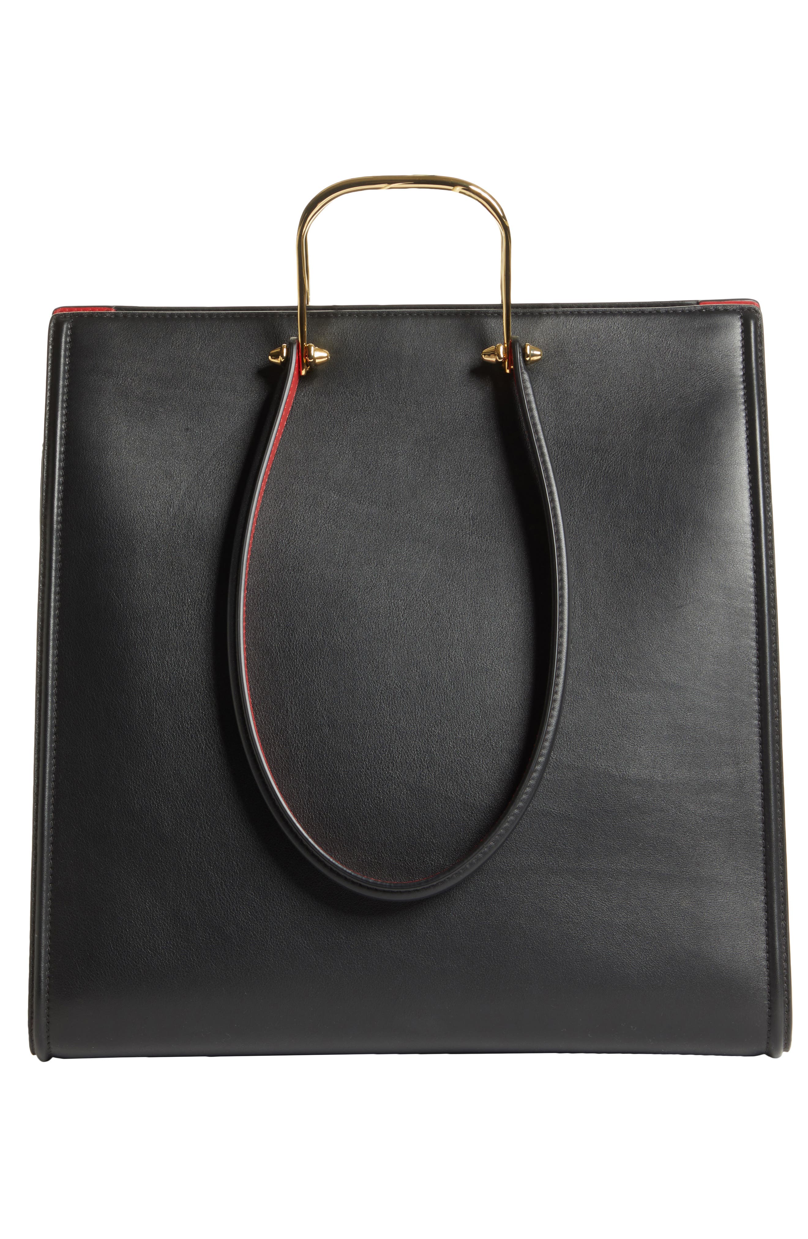 Alexander McQueen The Tall Story Leather Tote, Alternate, color, BLACK ROSE