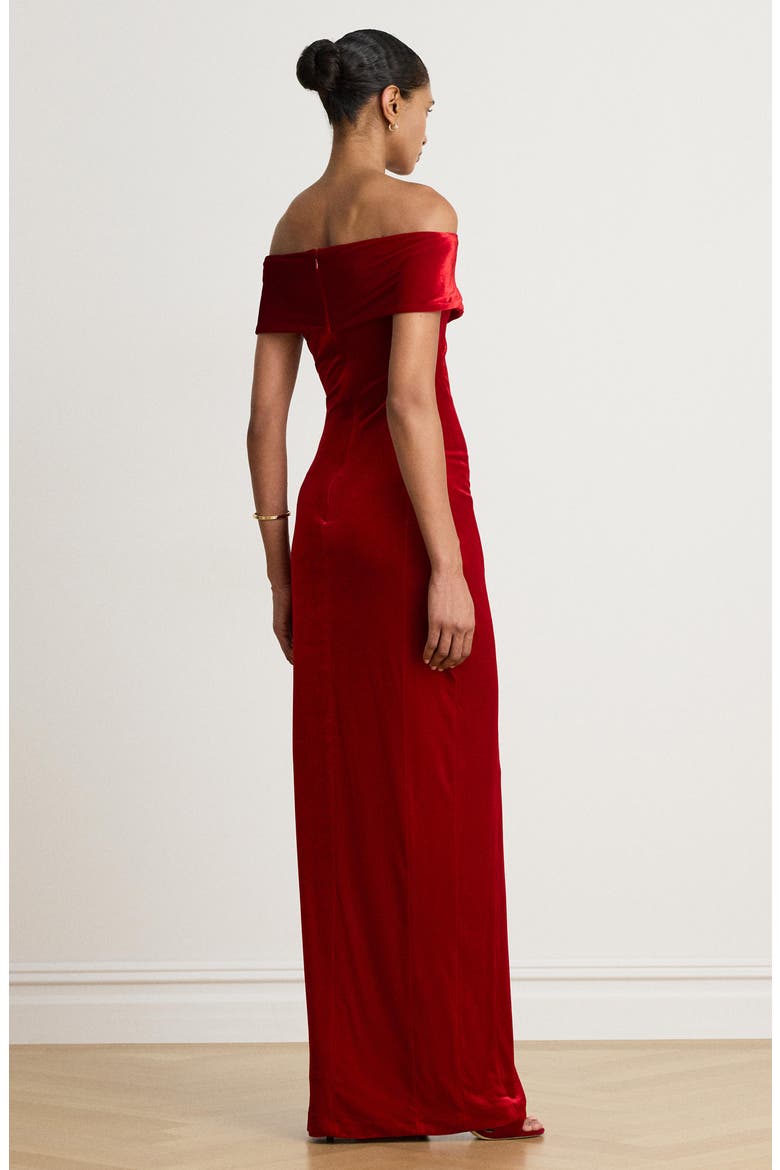 Luxe Velvet Column Dress, Alternate, color, LAUREN RED VELVET