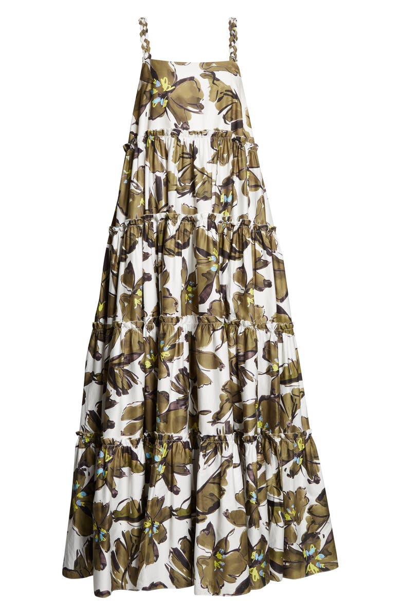 Aje Oasis Horizon Floral Tiered Cotton Maxi Sundress, Alternate, color, 