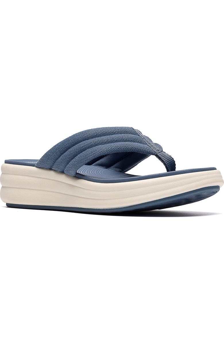 Clarks<sup>®</sup> Drift Carmen Wedge Flip Flop, Main, color, Blue Grey
