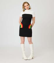 Smak Parlour Mock Neck Patch Pocket Shift Dress