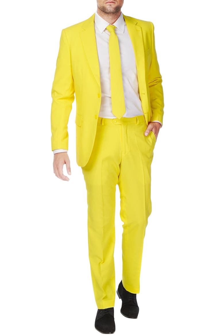 Yellow Fellow Slim Fit Two-Piece Suit & Tie Set, Main, color, YELLOW