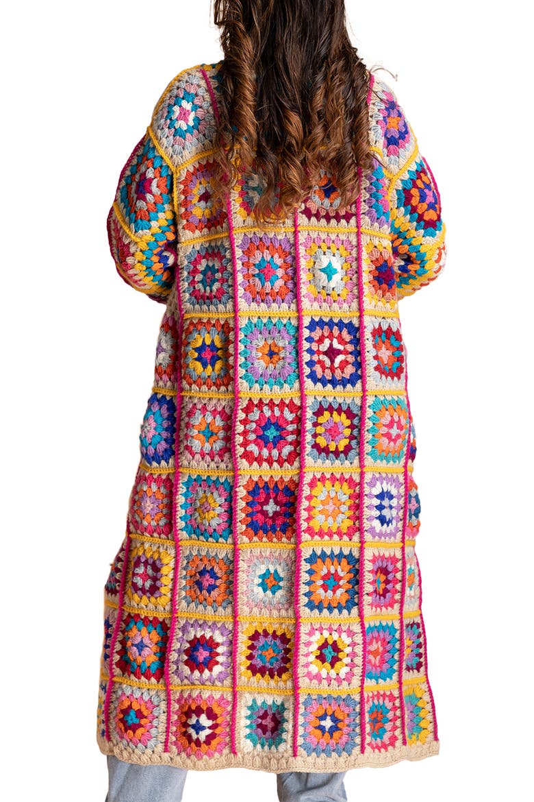 Granny Square Crochet Longline Cardigan, Alternate, color, NATURAL