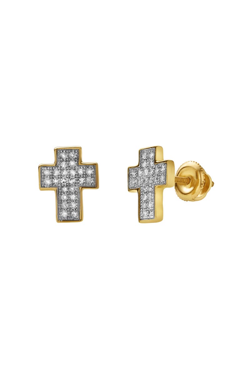 Heavens Cross 0.24 Ct 10K Cluster Diamond Earrings, Main, color, 10K Yellow Gold