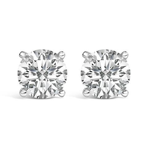 14K White Gold 2 1/2 Cttw Lab Grown Diamond Solitaire Stud Earrings