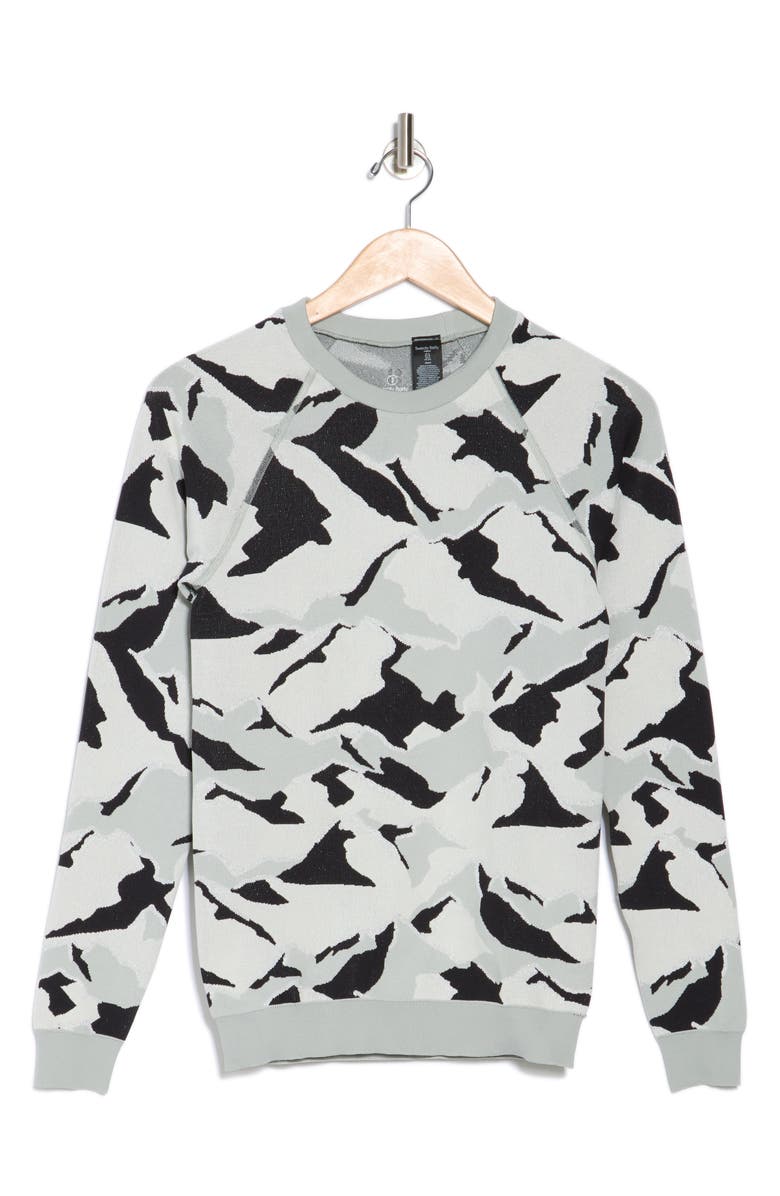 Sweaty Betty Mountain Camo Crewneck Sweater, Alternate, color, Grey Mount