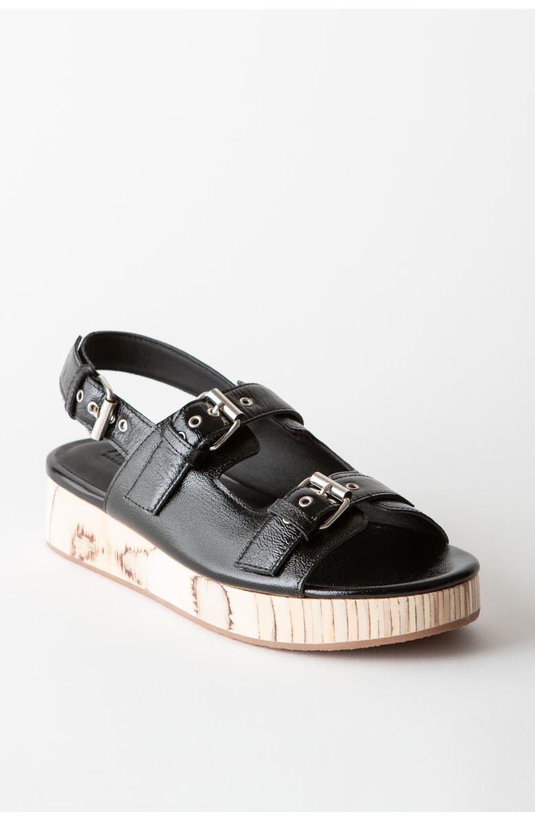 Fortress Leja Flatform Sandal, Main, color, Gloss Black Nappa