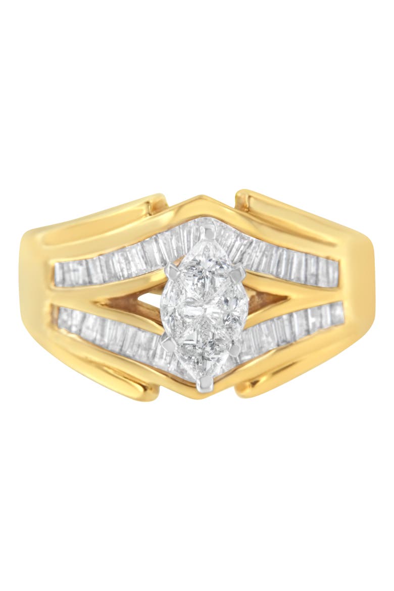 14KT Two-Toned Gold 1.0 cttw Diamond Cocktail Ring, Main, color, Yellow