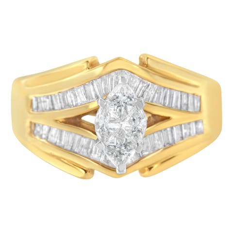 14KT Two-Toned Gold 1.0 cttw Diamond Cocktail Ring