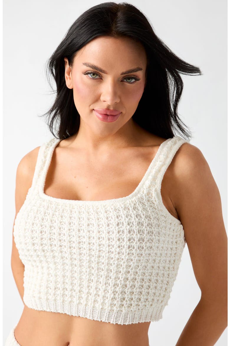 Remi Square Neck Cropped Sweater Tank, Alternate, color, NATURAL