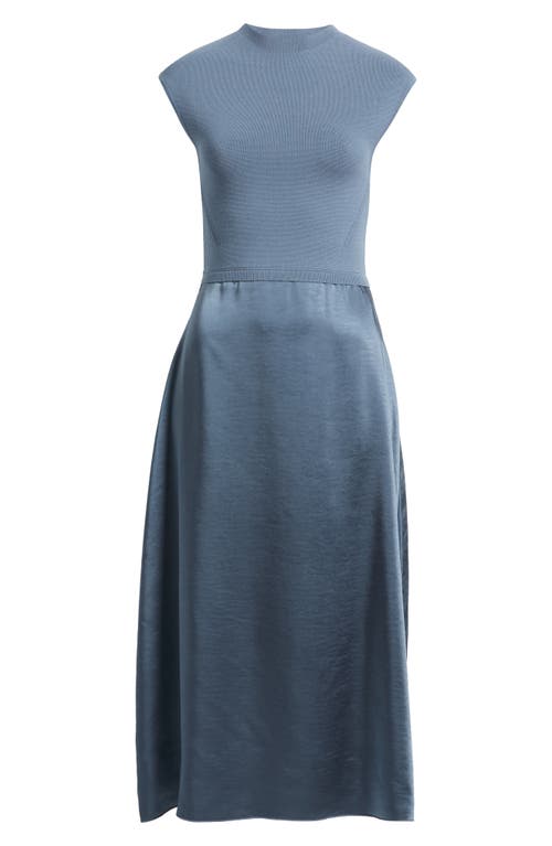 Hugo Boss Boss Ferdolini Mixed Media Midi Dress In Blue