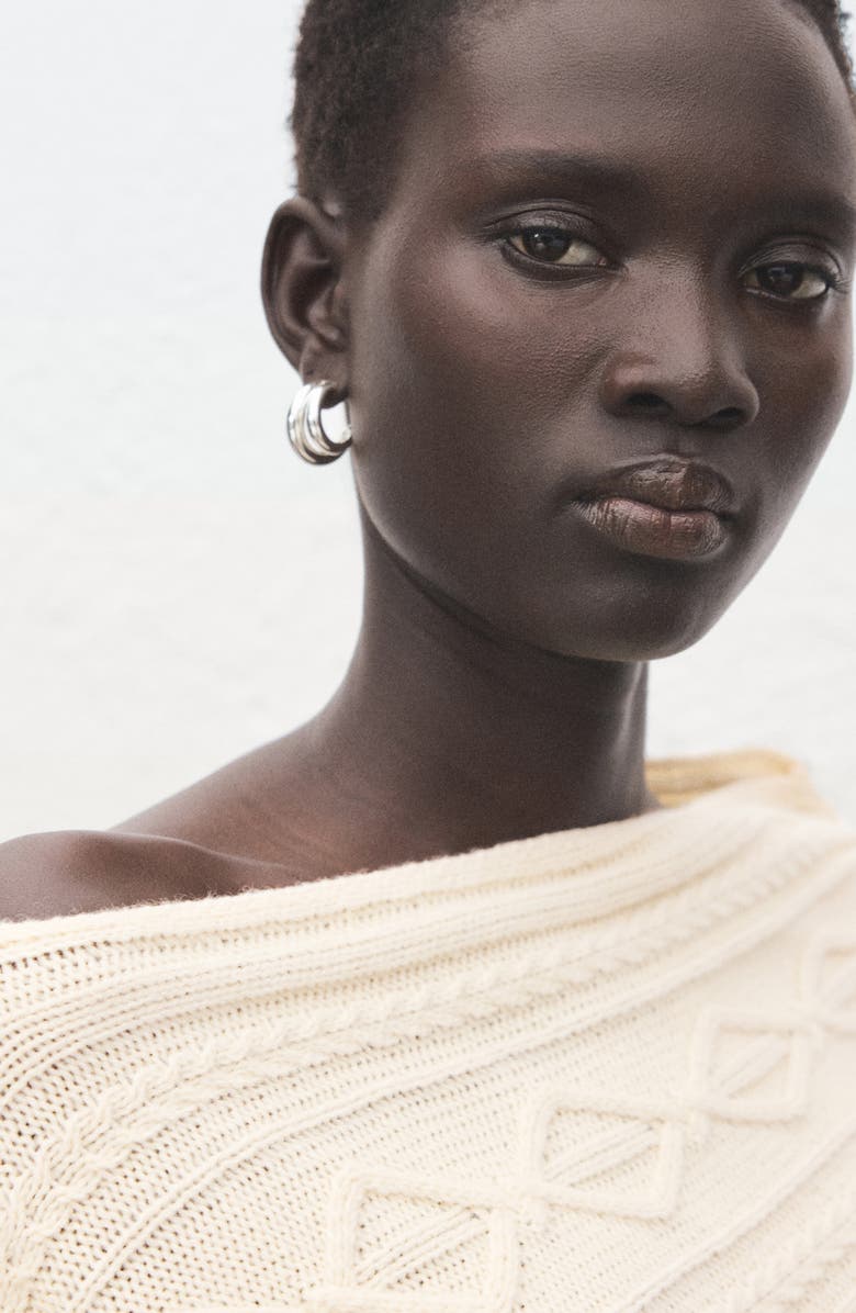 MANGO Wolf One-Shoulder Sweater, Alternate, color, Ecru