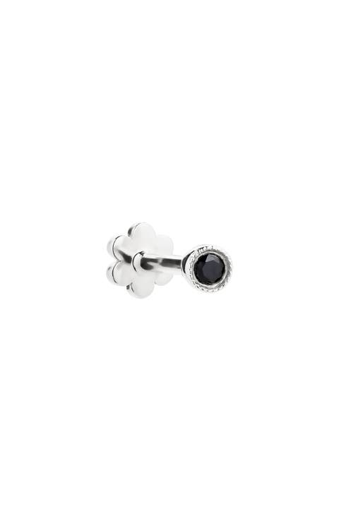 Scalloped Black Diamond Stud Earring