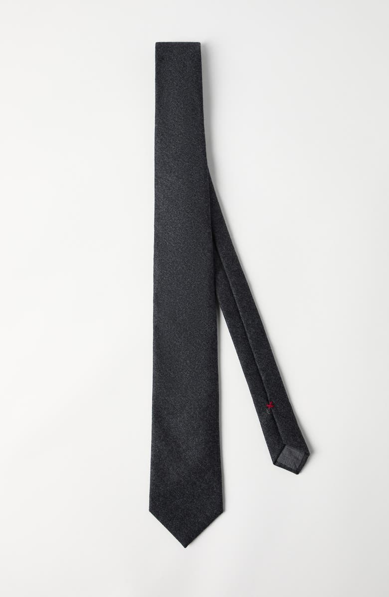 Brunello Cucinelli Flannel necktie, Alternate, color, Dark Grey