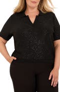 NIC+ZOE Anytime Sequin Polo Sweater