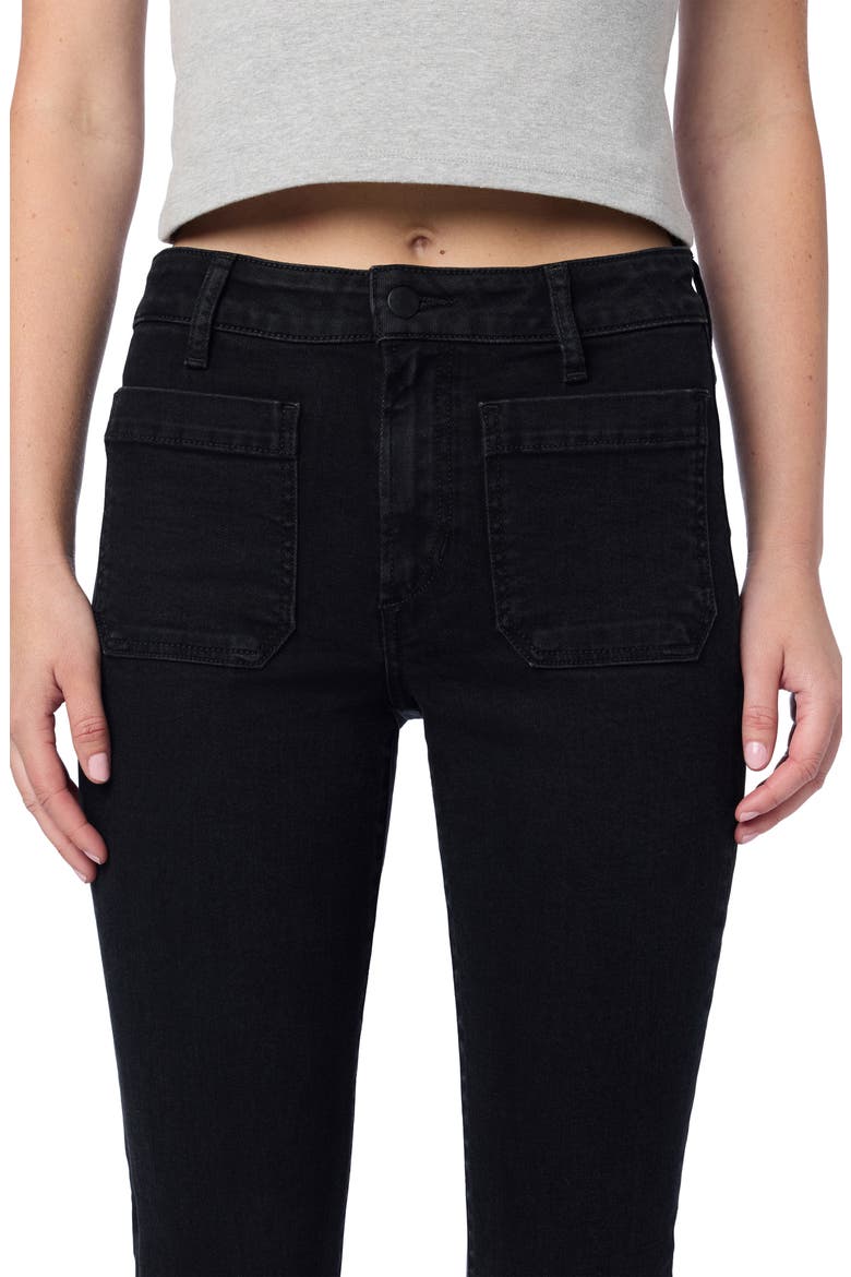 Patch Pocket High Waist Bootcut Jeans, Alternate, color, BLACK