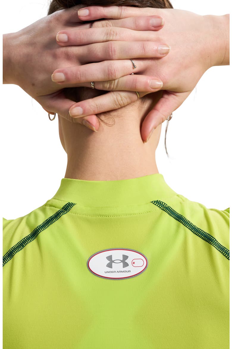 HeatGear® Elite Mock Neck Performance Crop Top, Alternate, color, 394 GREEN CITRINE