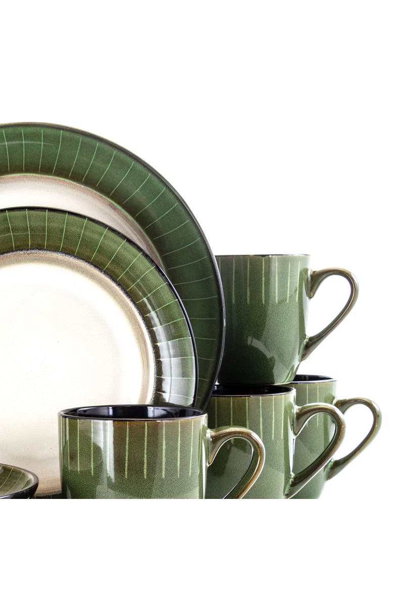 Elama Grand Jade 16 Piece Luxurious Stoneware Dinnerware with Complete Setting for 4, 16pc, Alternate, color, Green