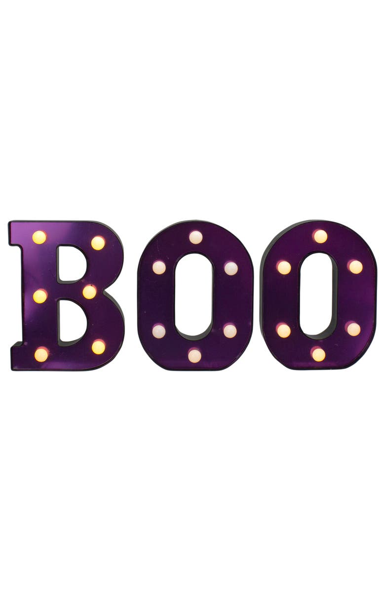 Northlight LED Lighted "BOO" Halloween Marquee Sign - 6.5" - Purple, Alternate, color, 