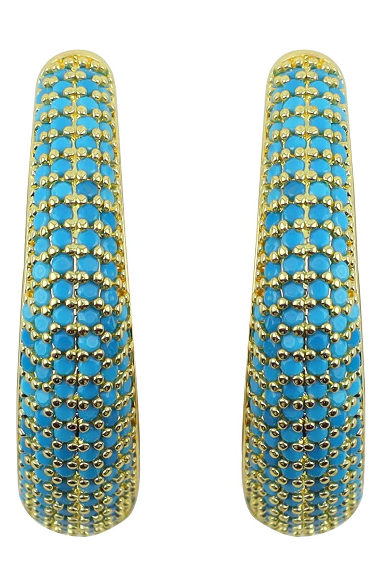 Panacea Pavé Crystal Hoop Earrings, Main, color, Turquoise