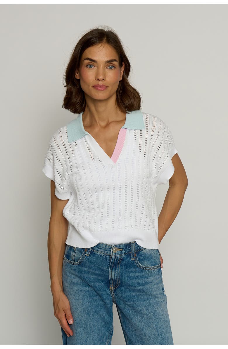 Central Park West Colorblock Pointelle Polo, Main, color, 