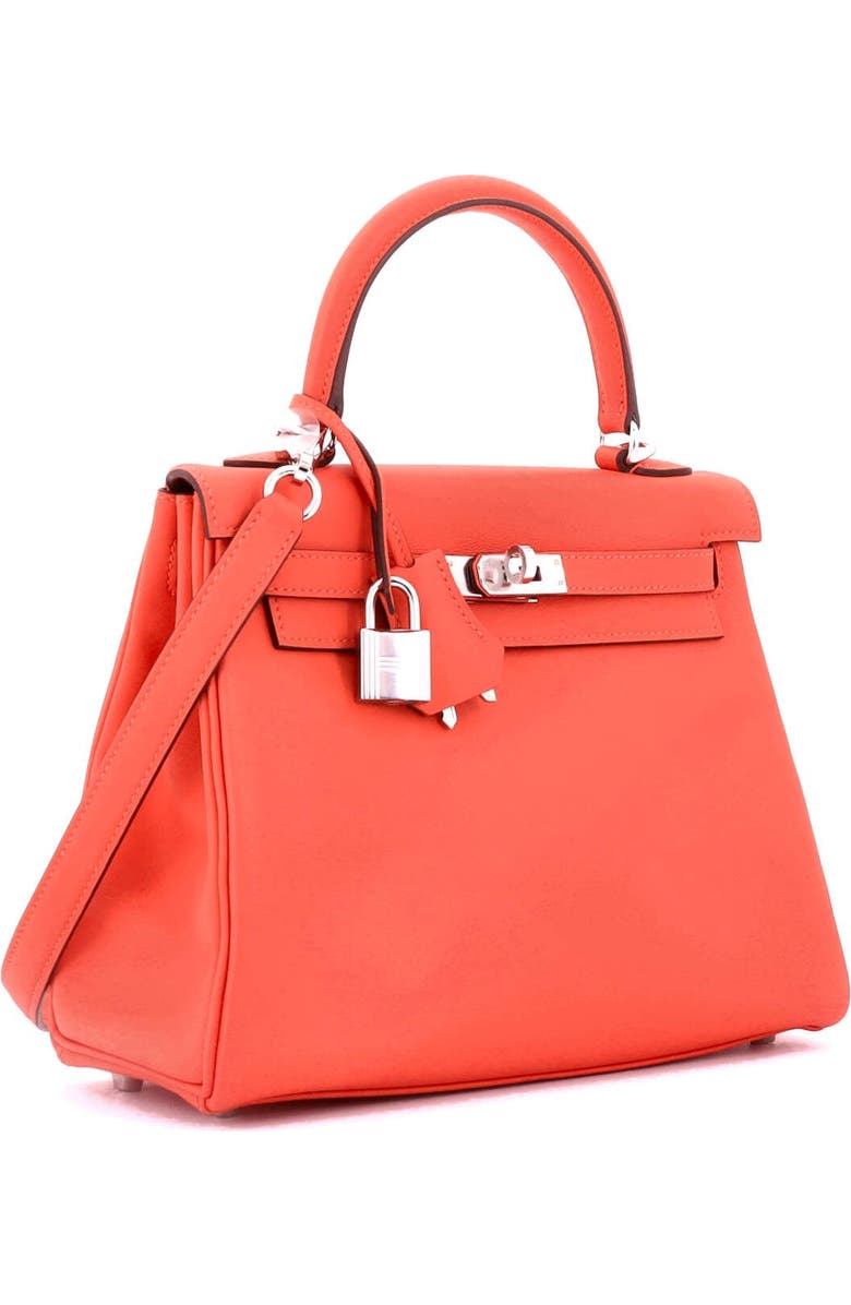 Pre-Owned Hermes Kelly Handbag Orange Swift with Palladium Hardware 25, Alternate, color, Orange Field