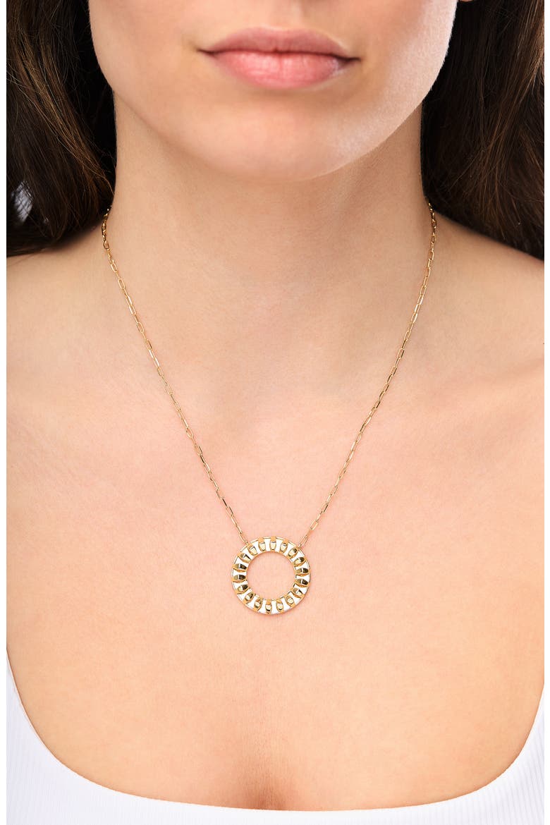 14K Gold Caged Open Circle Pendant Necklace, Alternate, color, 14K YELLOW GOLD