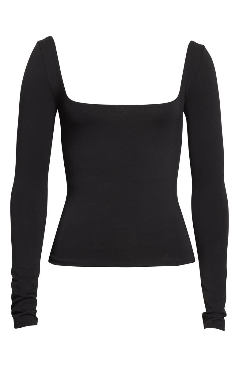 Vince Square Neck Long Sleeve Stretch Cotton Knit Top, Alternate, color, 