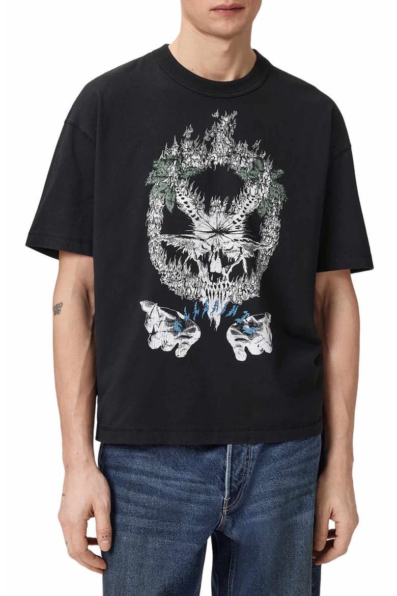 Palm Ripper Graphic T-Shirt, Main, color, WASHED BLACK