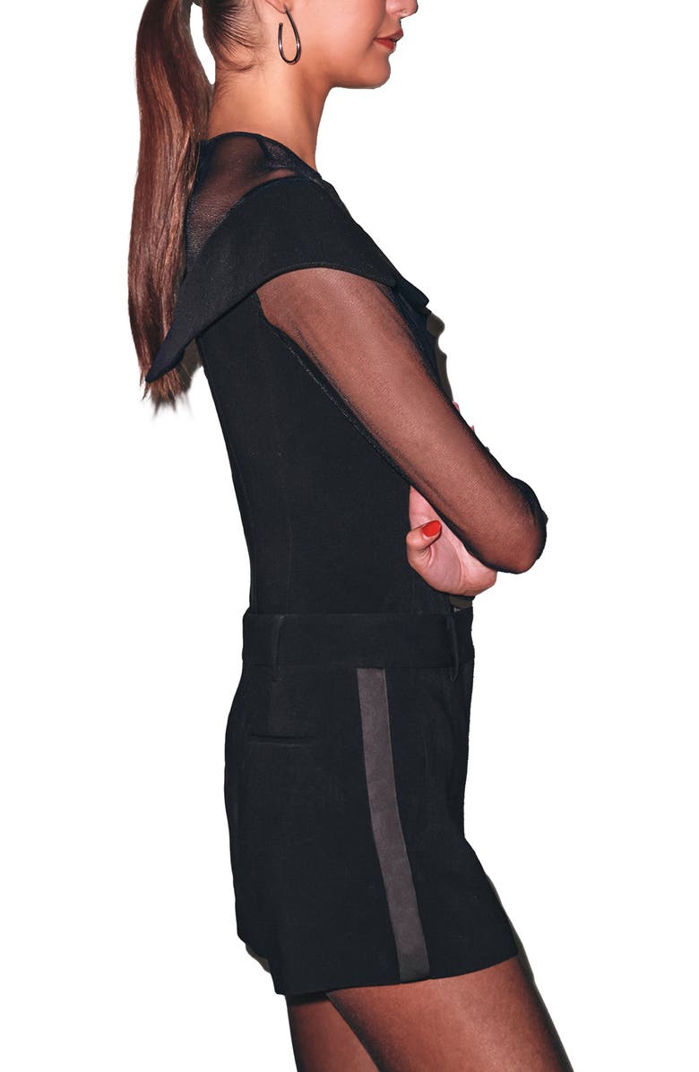 Fleur Du Mal Tuxedo Shorts, Alternate, color, Black