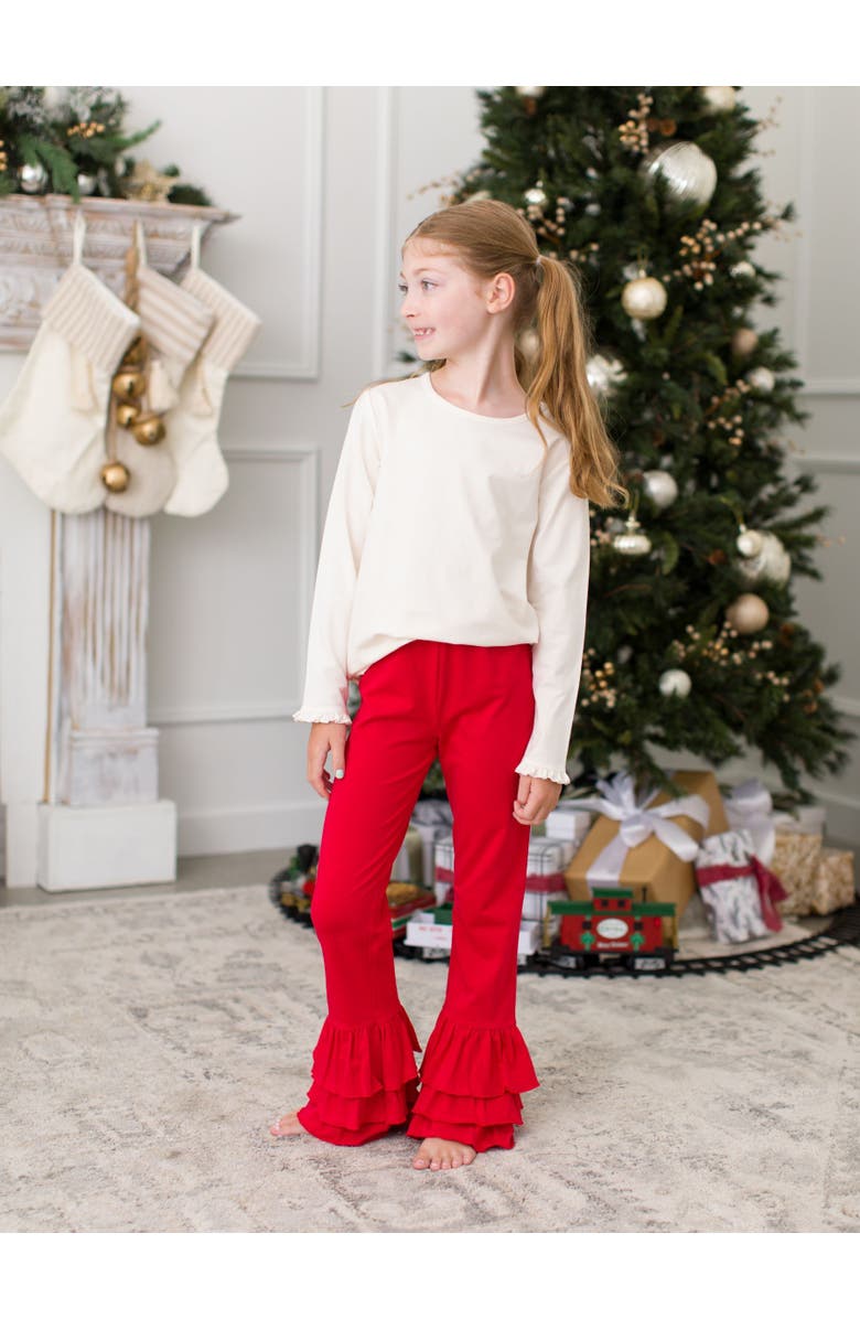 RuffleButts Ruffle Flare Pants, Alternate, color, Red
