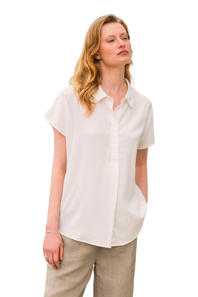 Short Sleeve Relaxed Fit Blouse, Alternate, color, CHALK