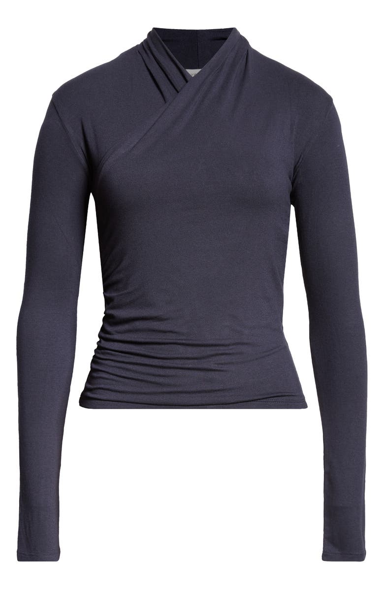 Vince Long Sleeve Knit Wrap Top, Alternate, color, Coastal Blue