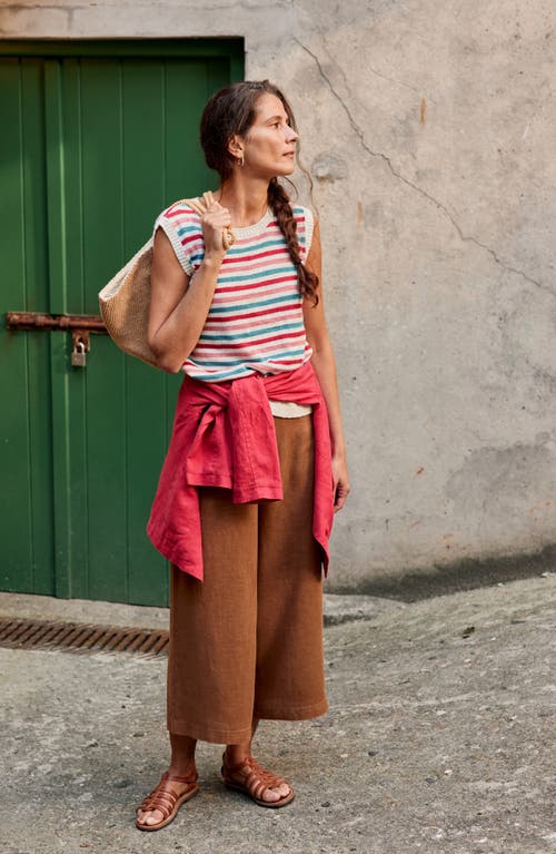 Seasalt Cornwall Knavok Sleeveless Cotton & Linen Sweater In Knit Mini Cornish Pink Sky Mix