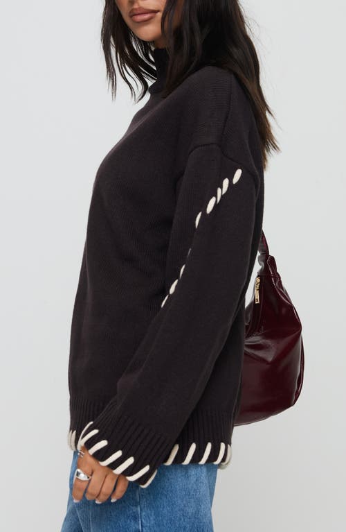 Princess Polly Leizure Whipstitch Trim Turtleneck Sweater