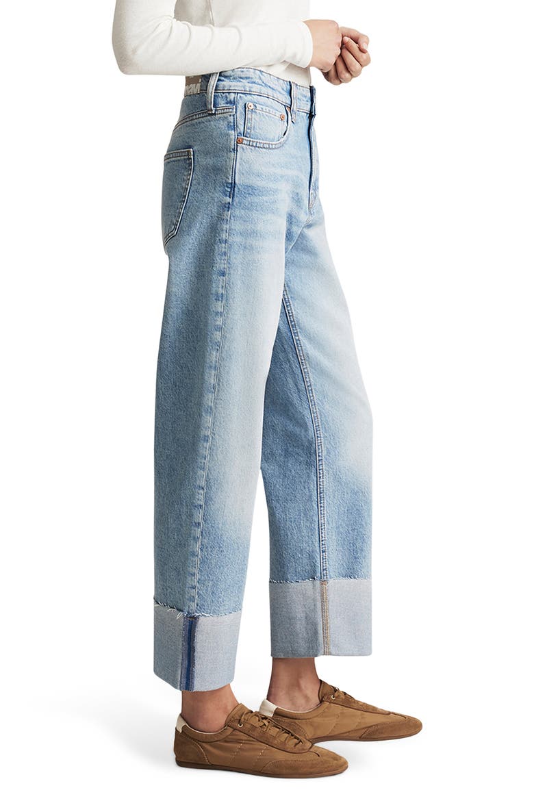 Savannah Cuffed High Waist Relaxed Straight Leg Jeans, Alternate, color, LIGHT BRUSHED CLASSIC BLUE