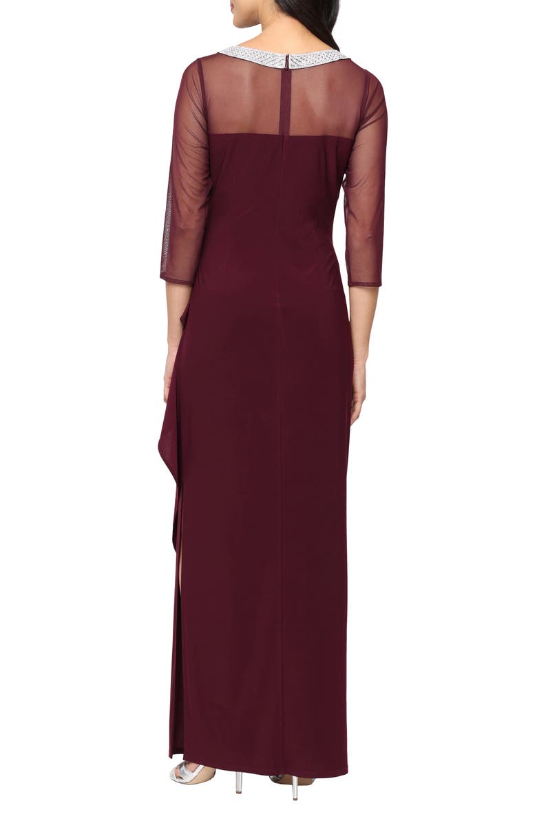 Alex Evenings Illusion Embellished Detail Jersey Gown, Alternate, color, Fig
