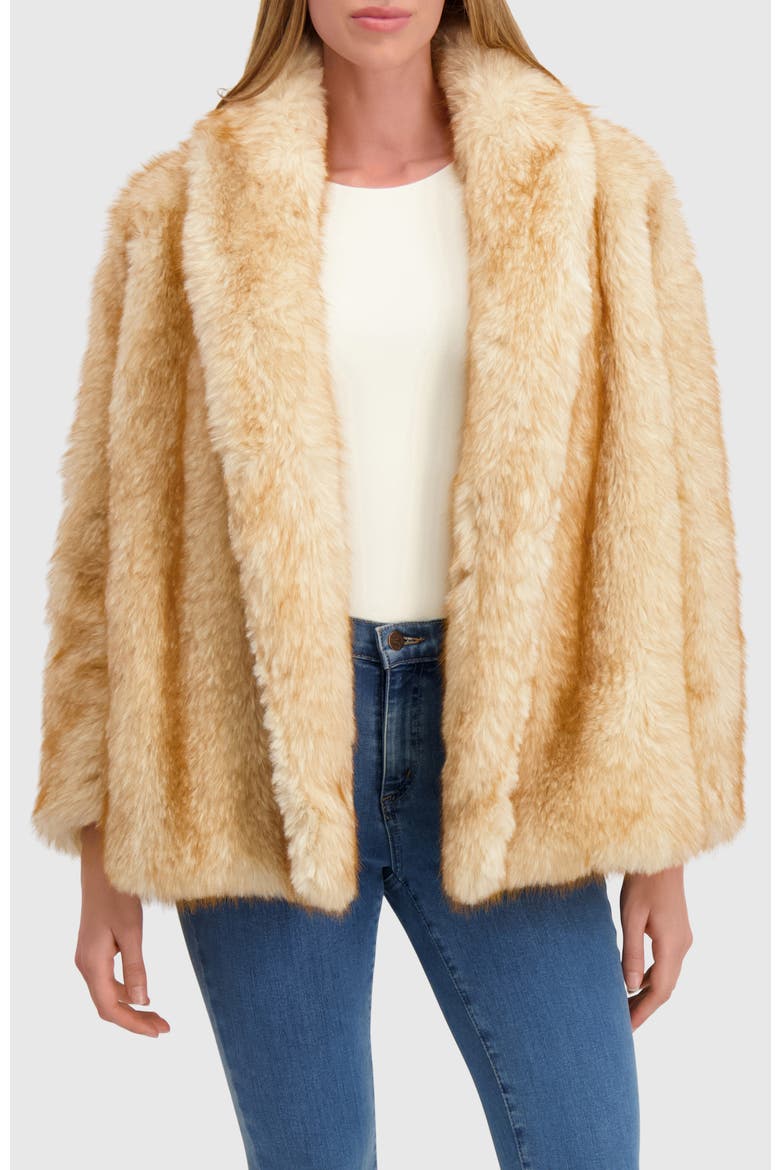 Fur-Free Fox (Faux Fur) Jacket, Shawl Collar, Alternate, color, GOLDTONE