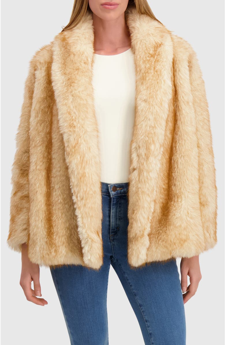 Lyla Grant Fur-Free Fox (Faux Fur) Jacket, Shawl Collar, Alternate, color, Goldtone